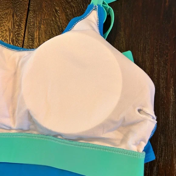 High Waisted Sporty Scoop Neck Bikini- Blue/Teal - Picture 7 of 9